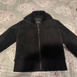 RM Collection Black Rabbit and Suede Fur Bomber Jacket